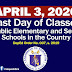 Last Day of Classes in All Public Schools SY 2019-2020