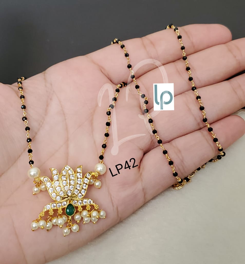 Latest black beads long chain designs Clearance