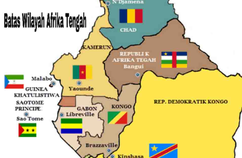 Tuliskan tiga negara yang termasuk dalam kawasan afrika tengah