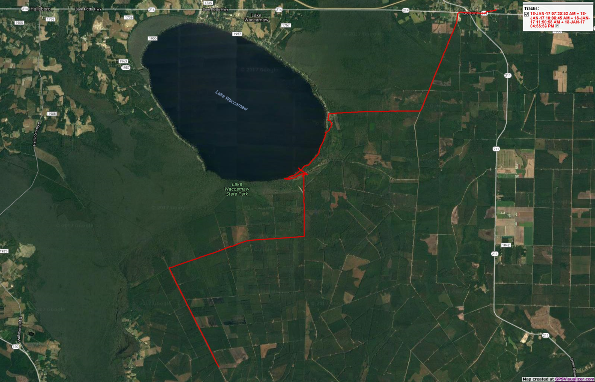 Heart and Sole Lake Waccamaw, NC a hike from the MST to South Carolina