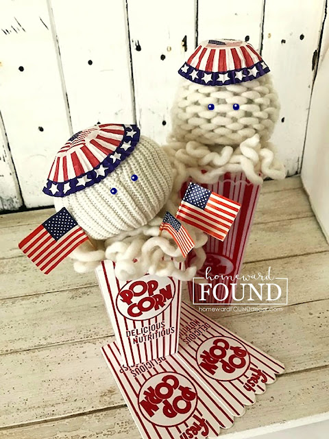 DIY, Fourth of July, original designs, re-purposing, red white and blue, summer, sweaters, Sweet Sweater Pops, Sweet Sweater Sandbabies, Sweet Sweater Scoops, Sweet Sweater Snowmen, foofoo Faux Food