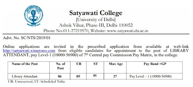Satyawati College Library Attendant Previous Question Papers PDF