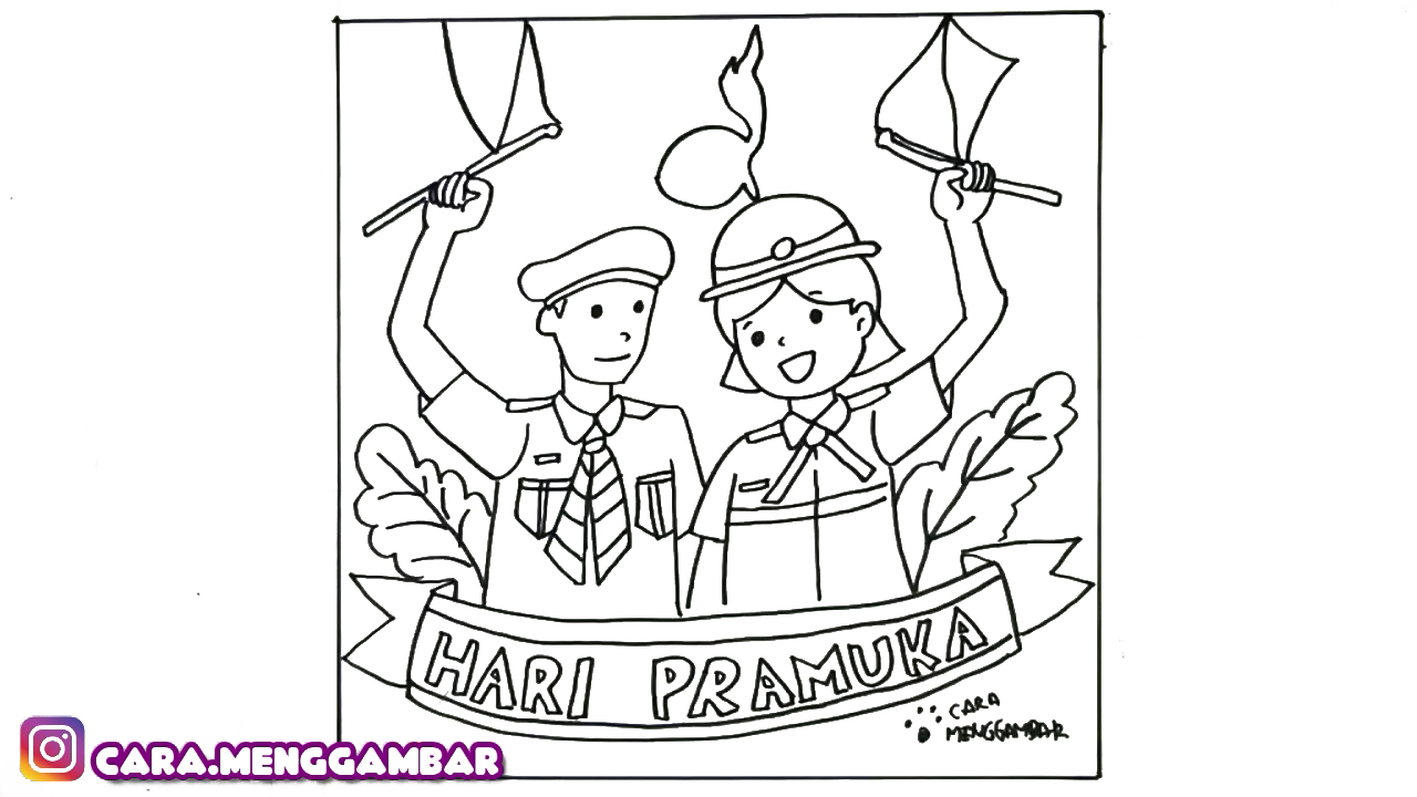 Cara Menggambar dan Mewarnai Poster Tema Hari Pramuka 14 AGUSTUS 2021