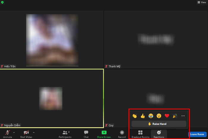 giơ tay phát biểu trên Zoom