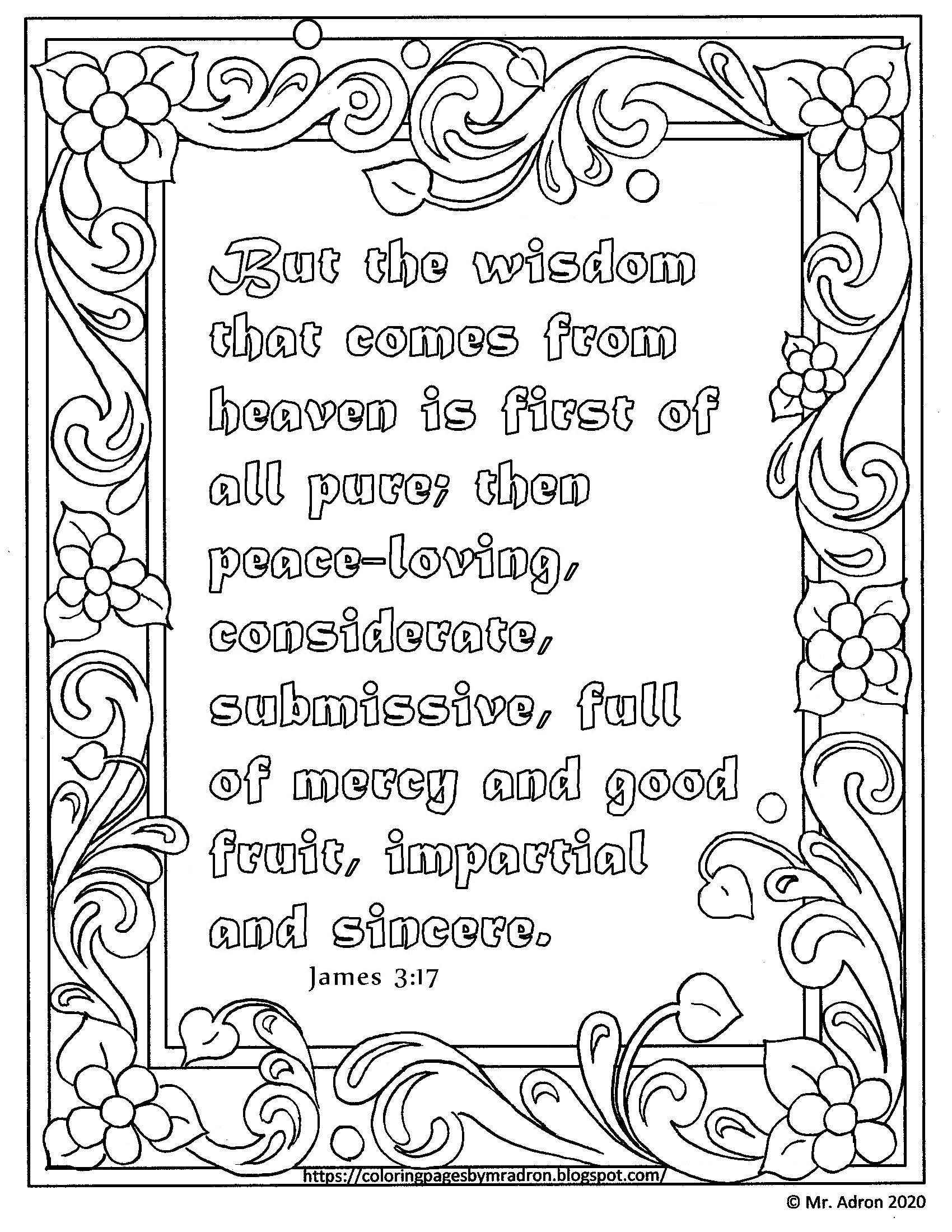 Coloring Pages for Kids by Mr. Adron: Free James 3:17 Print and Color ...