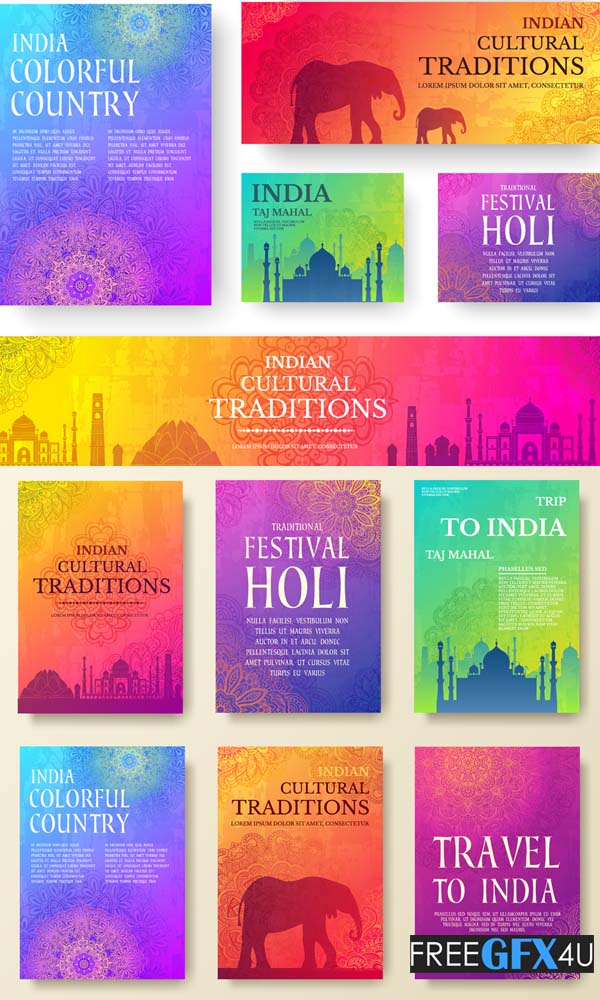 Happy Holi Vector Postcards And Banner India Trip