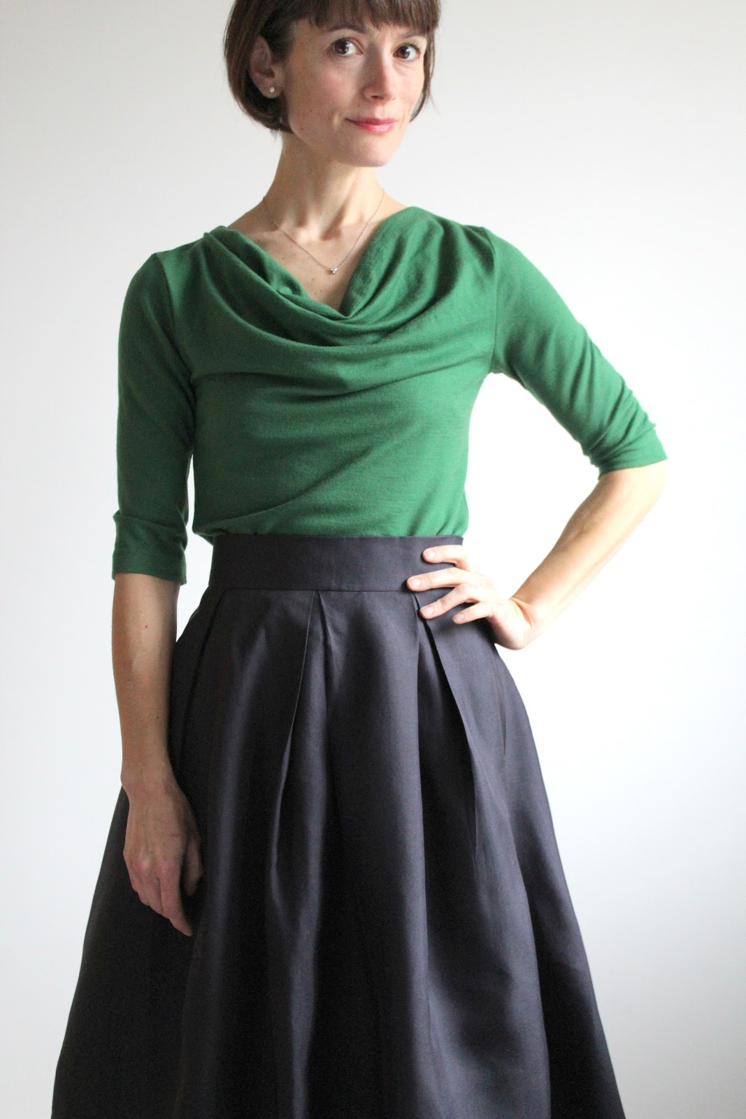 Nicole at Home: Party skirt in silk gazar with drapey wool top