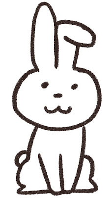 ウサギのイラスト（動物）  白黒線画