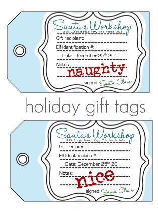 Naughty/Nice Christmas Tags