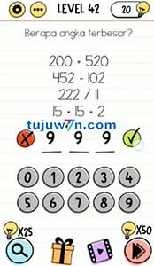 Berapa angka terbesar? 200+500, 453-102, 222/11, 15x15x2 brain test