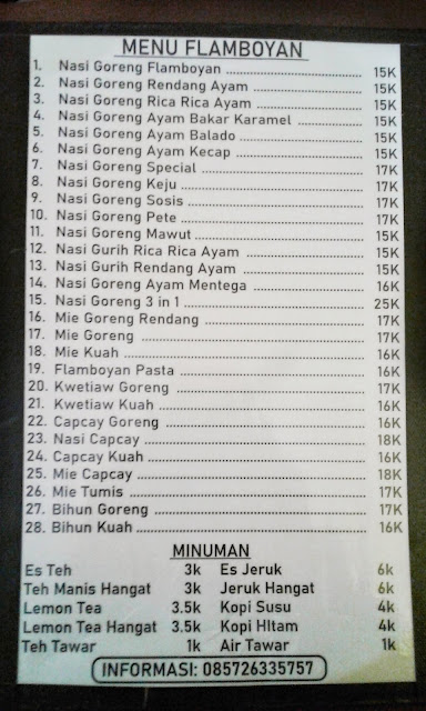Daftar Menu Nasi Goreng Flamboyan (c) pelancongngapak.blogspot.com