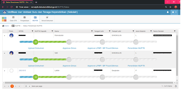 Status Penerimaan NUPTK