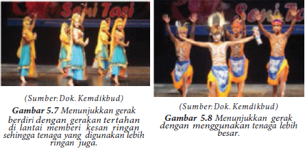 penari berdiri di atas punggung kedua temannya