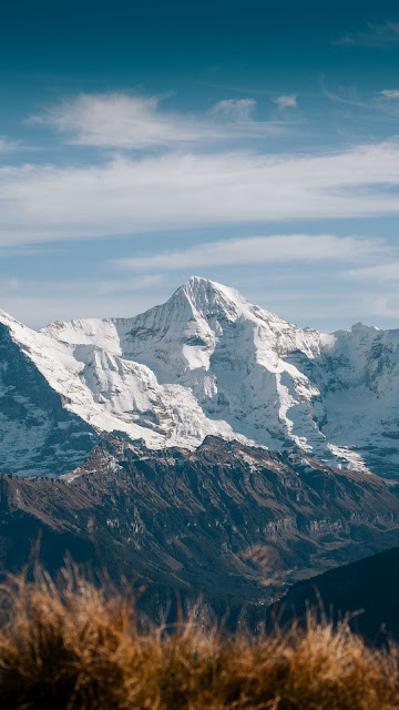 Landscape, mountain, snow, grass