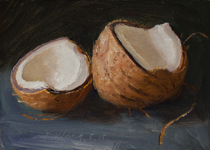 Wang Fine Art coconut still life painting a day daily painting small