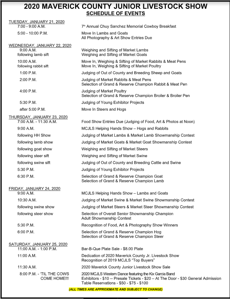 Eagle Pass ISD iVision MCJLS Schedule of Events