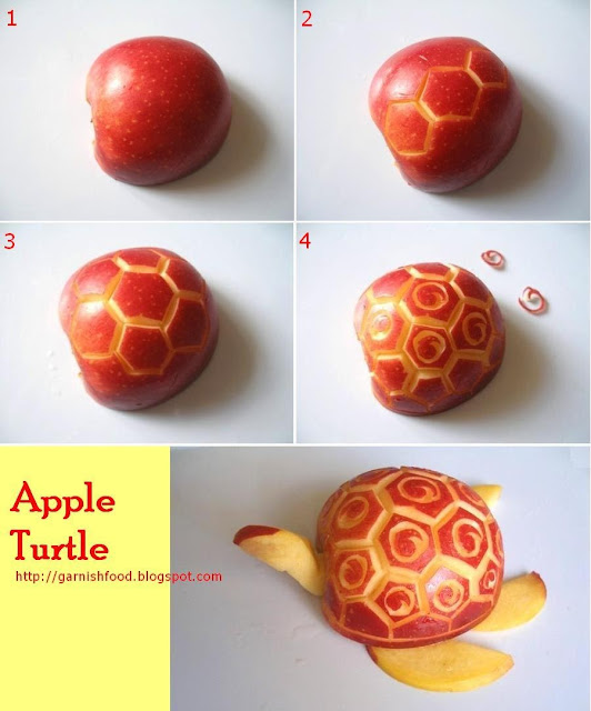 step by step tutorial how to carve a turtle of apple, melon and watermelon how to carve turtle out of apple