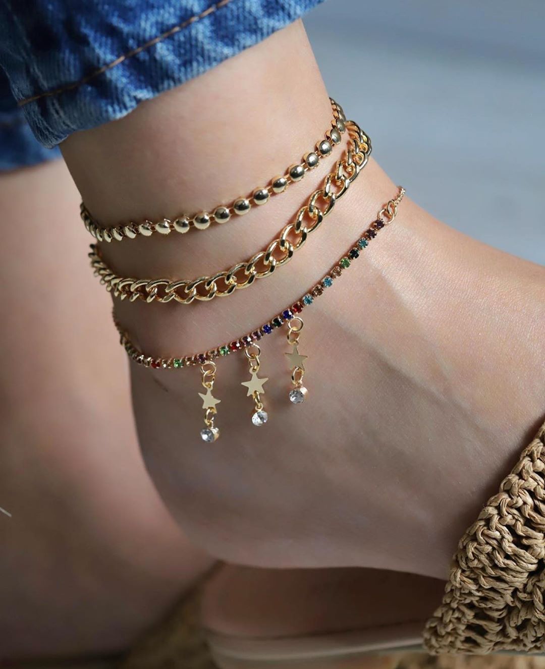 Multistrand fancy anklets