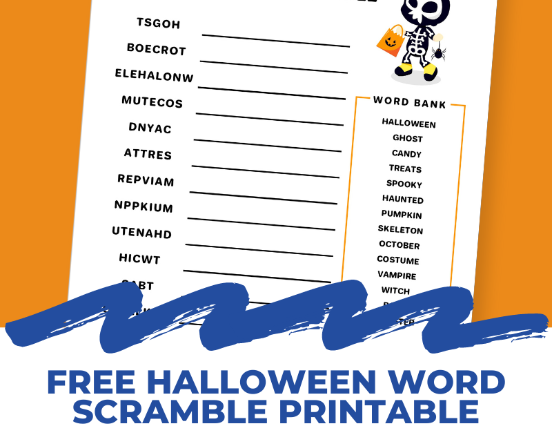 Free Halloween Word Scramble Printable for Kids And Next Comes L
