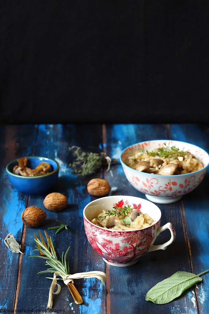 Risotto con funghi, Taleggio e noci la cuoca eclettica