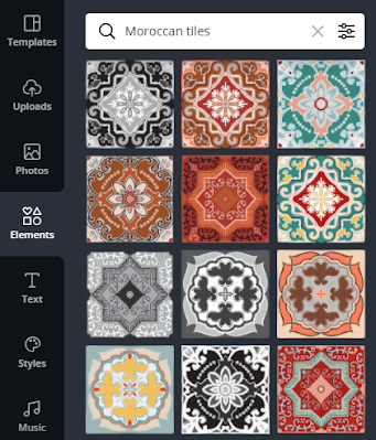 How to use element Moroccan tiles in Canva ?