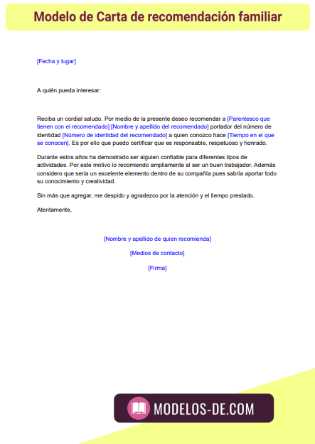 Ejemplos De Cartas De Recomendacion Familiares ~ Certificate Letter