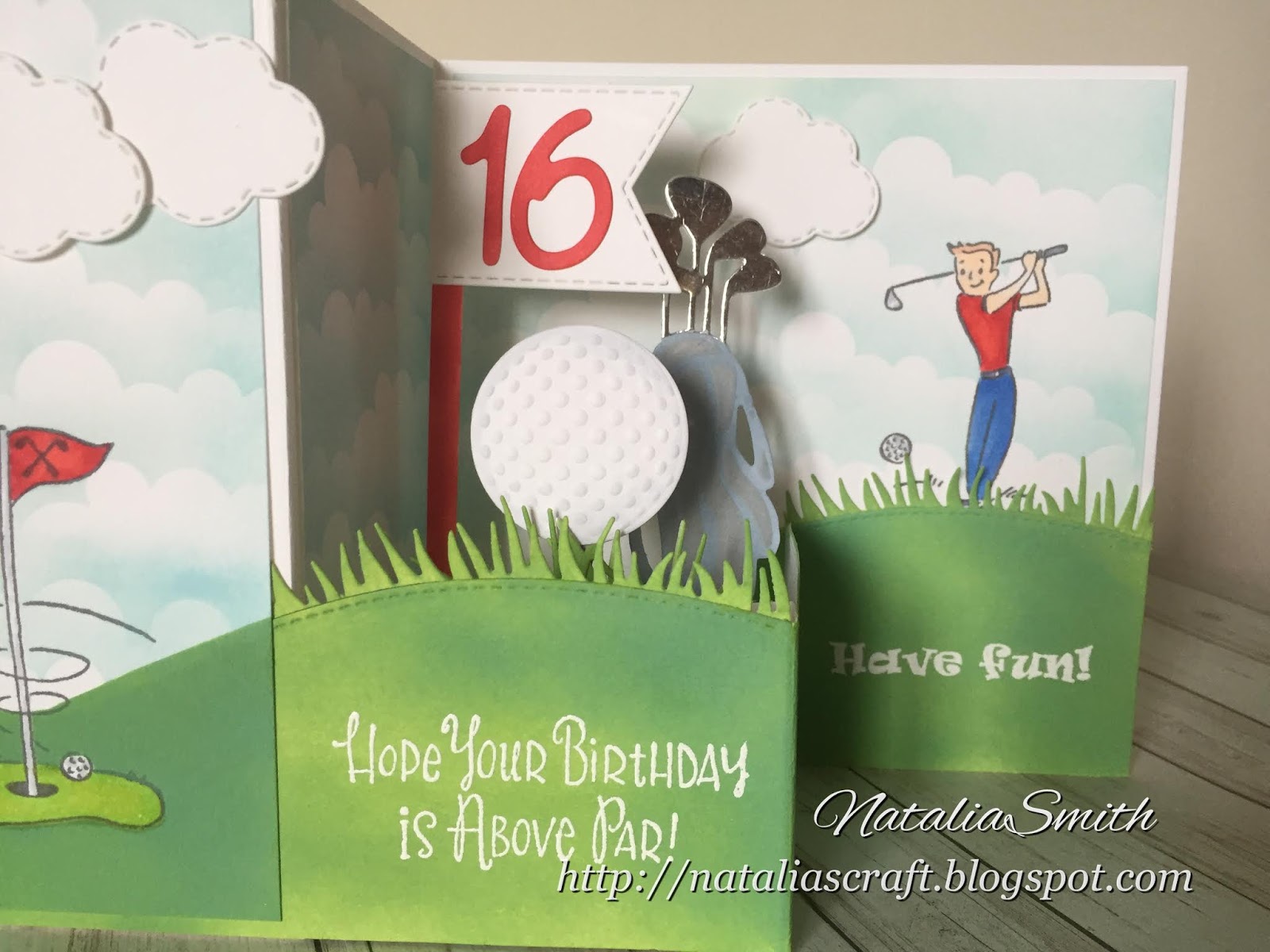 Nataliascraft : 16th birthday Z fold card, golf theme