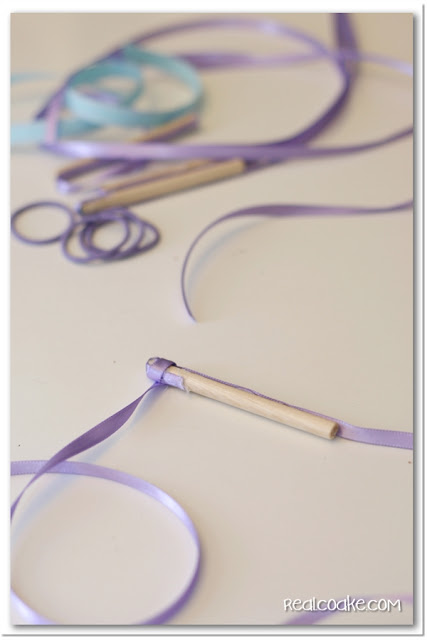 American Girl Crafts ~ Make an adorable gymnastic ribbon for your AG Doll. #AmericanGirlDoll #AGDoll #Crafts #RealCoake