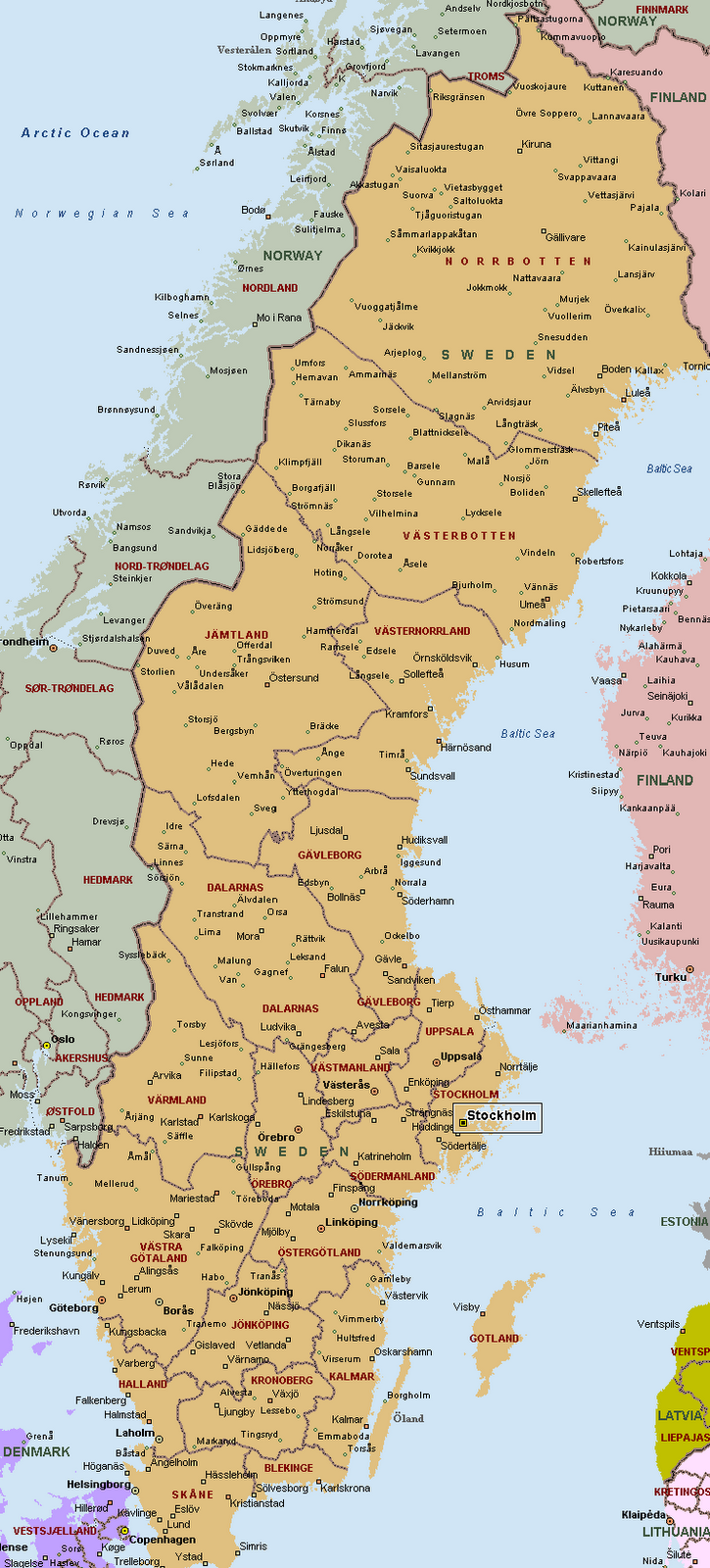 europe travel mapp: Map of Sweden Cities Pictures