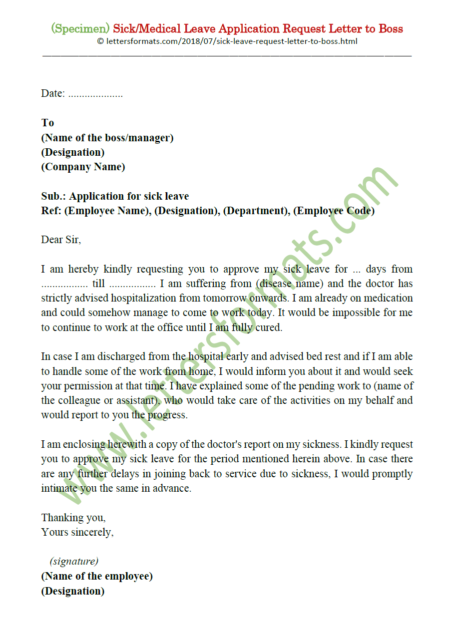 leave application letter for illness to office