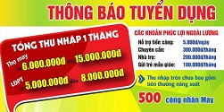 TRUNG TÂM MAY SAKURA tuyển Công Nhân may công nghiệp