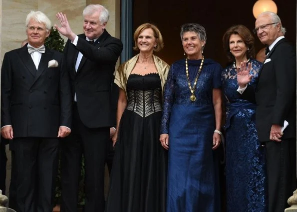 Queen Silvia and King Carl Gustaf,Brigitte Merk-Erbe and Thomas Erbe, Bavarian Minister-President Horst Seehofer and Karin at Bayreuth Festspielhaus