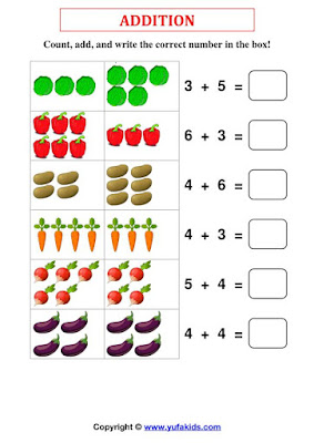 Addition 1-10: Count, Add, and Write the correct number in the box (4