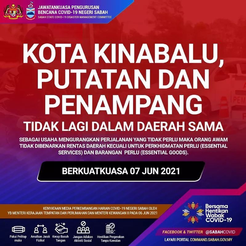 Kota Kinabalu, Putatan & Penampang Daerah Berasingan Ketika PKP 3.0