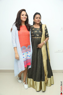 Actress Suma in Black Salwar Suit and Anusuya in orange Dress at winner movie press meet part 1 February 2017