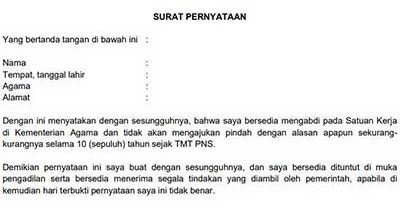 Surat Pernyataan Bersedia Ditempatkan Diseluruh Wilayah Nkri