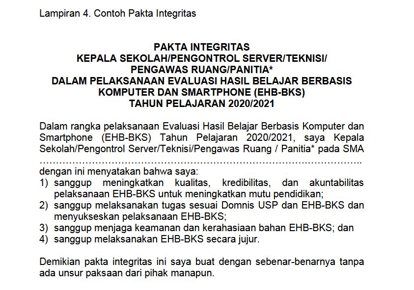 Contoh Pakta Integritas Seputar Dunia Pendidikan Kita