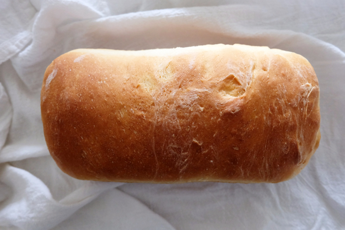 top view of baked basic bread loaf