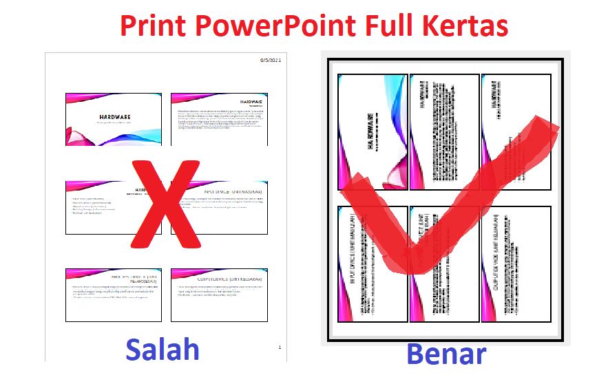 Cara Print PowerPoint 6 Slide Full Kertas | 2/4/6/9 Slide Full Kertas