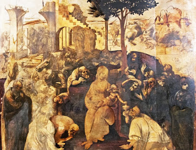 La tecnica dell'abbozzo nella pittura ad olio - Adorazione dei Magi di Leonardo lasciato incompiuto. artistah24 blog