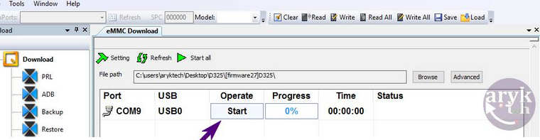 ToolStudio eMMC Download Tool Start Button ToolStudio eMMC Download Tool Start Button