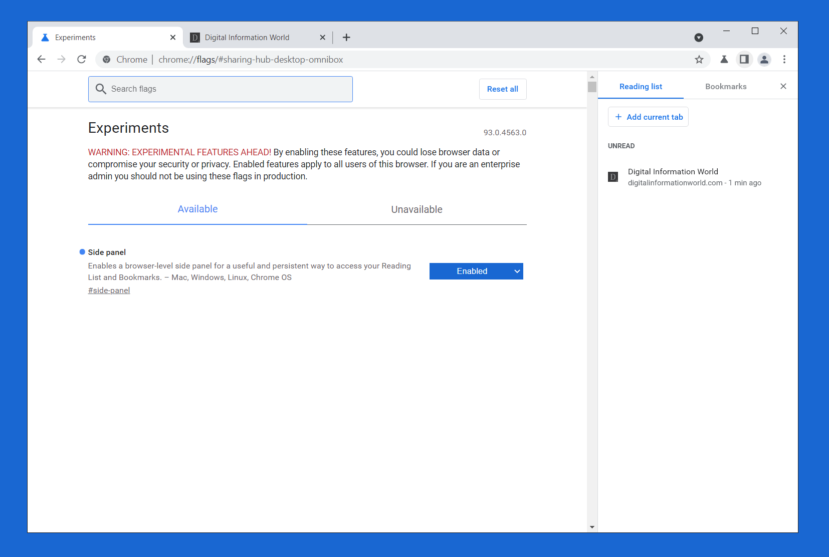 Google Chrome is adding a new sidebar that contains all bookmarked tabs and reading list pages