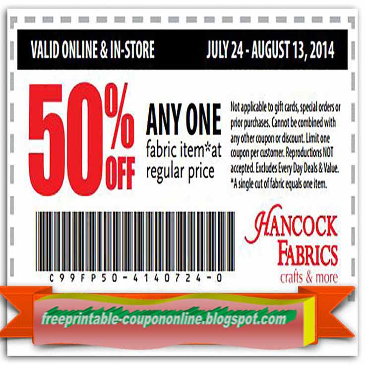Printable Coupons 2021 Hancock Fabrics Coupons