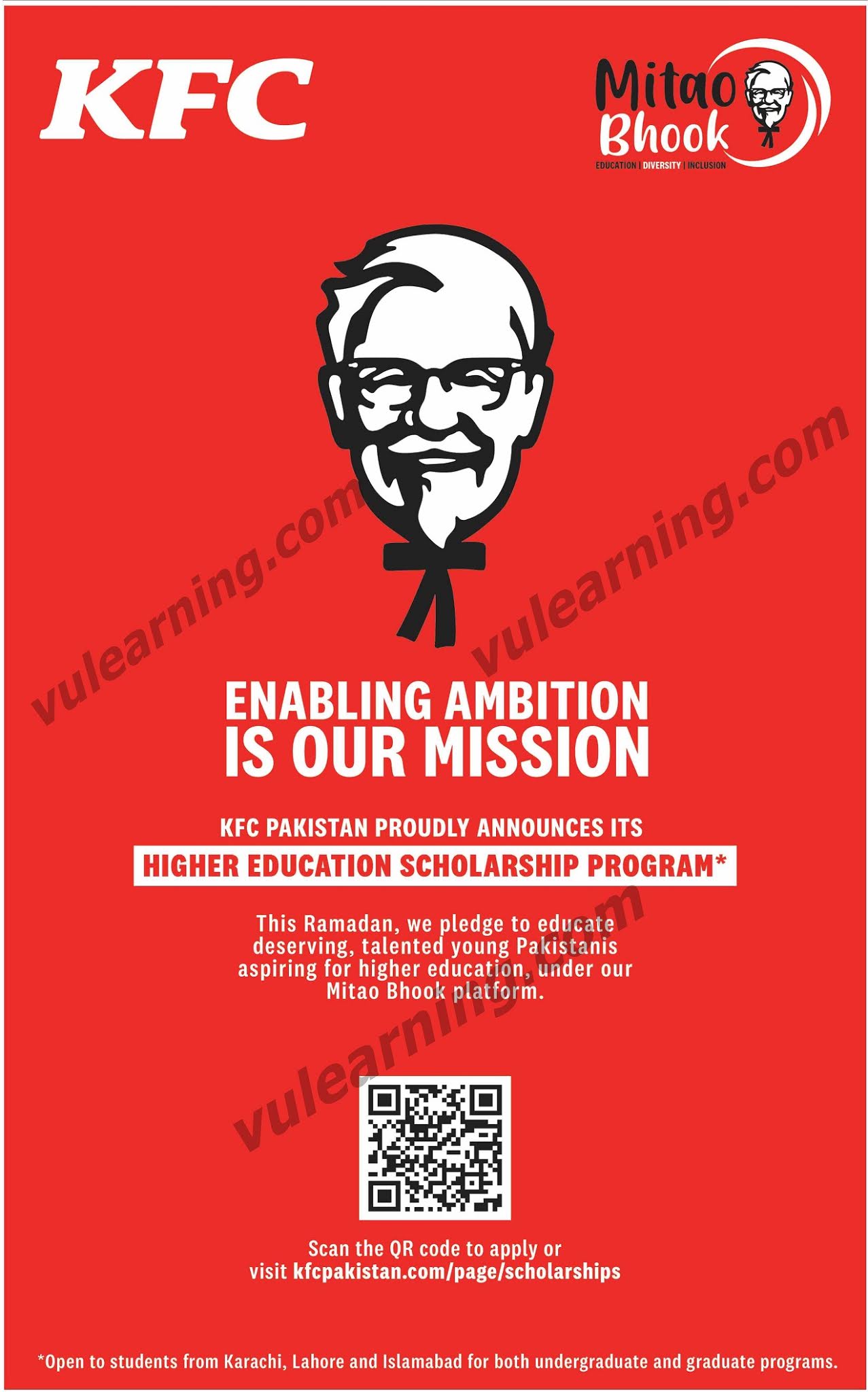 KFC Pakistan Higher Education Scholarship Program 2021 Apply Online