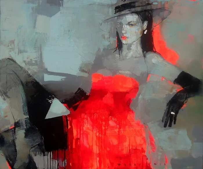 Viktor Sheleg 1962 | Russian Abstract painter Виктор Шелег 1962 | Чёрно-красная магия