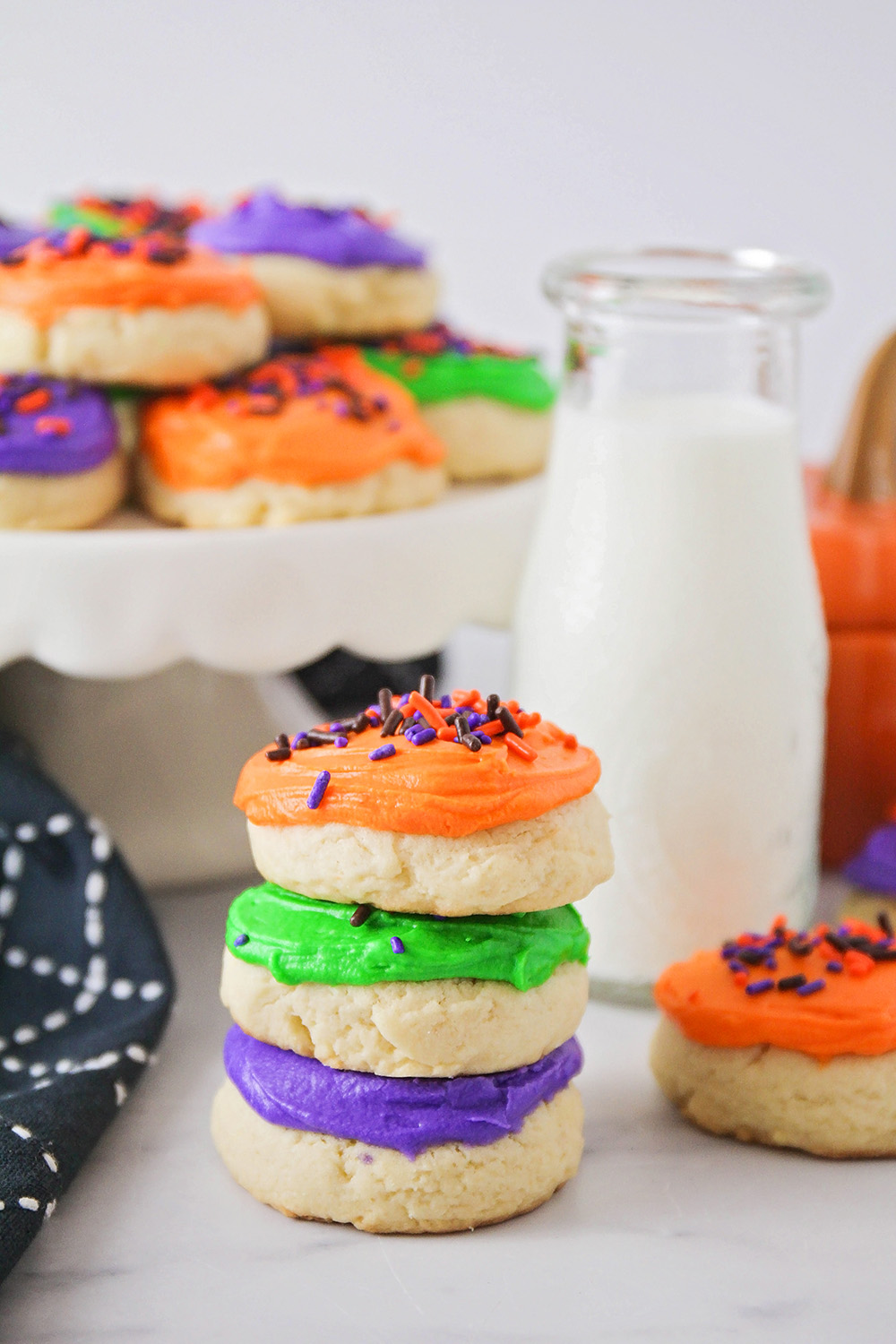 These soft Halloween sugar cookies have the best flavor and texture, and are so quick and easy to make!