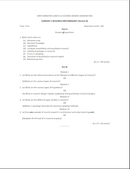 research methodology previous question papers kerala university