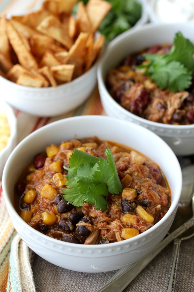 Slow Cooker Chicken Taco Chili | Karen's Kitchen Stories