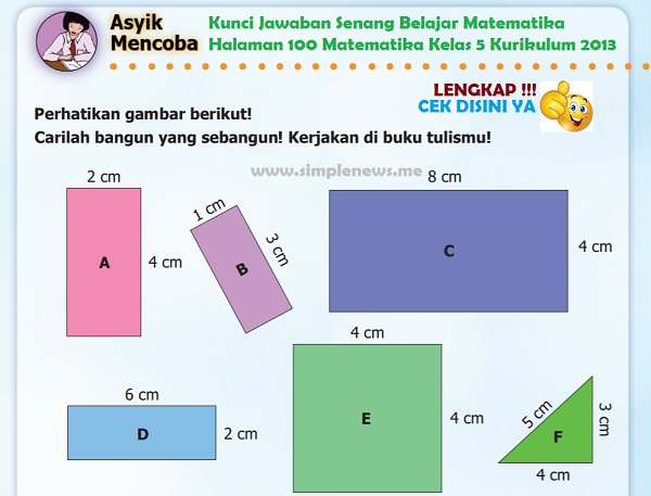 Lengkap Kunci Jawaban Senang Belajar Matematika Halaman 100 Matematika Kelas 5 Kurikulum 2013 - Simple News Kunci Jawaban Lengkap Terbaru