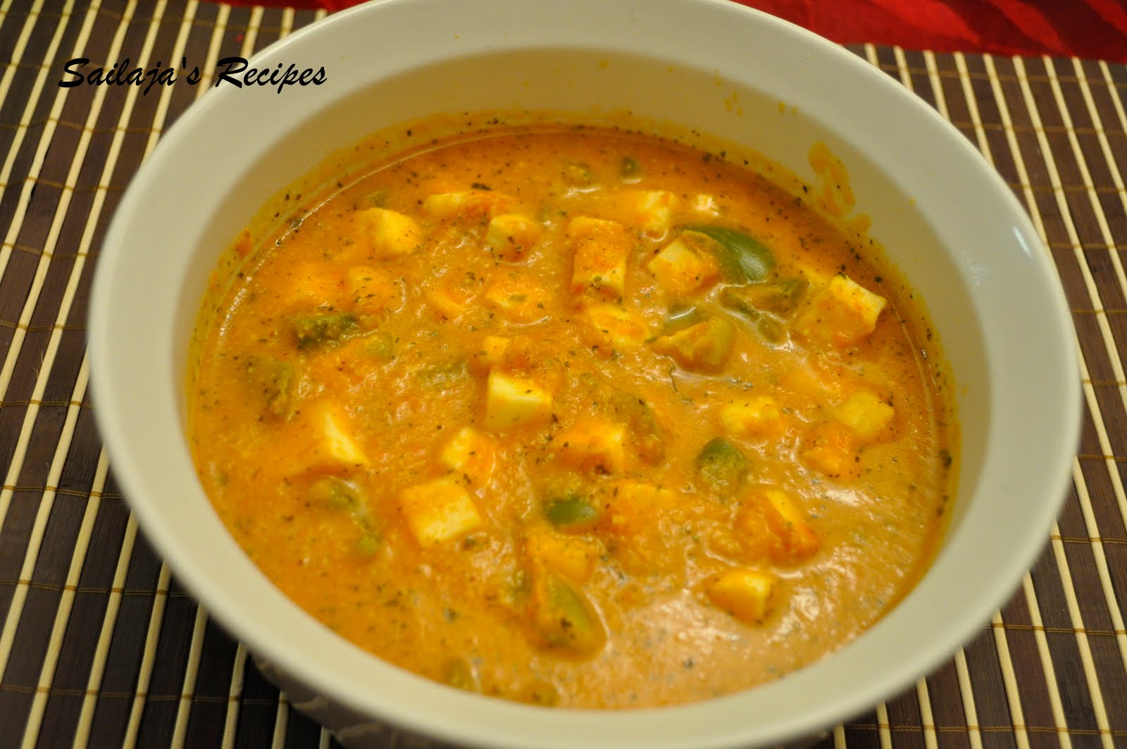 Sailaja's Recipes No Butter/Cream Paneer butter masala